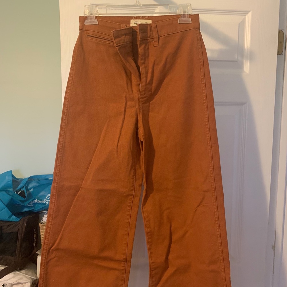 Burnt orange Madewell wide leg high waist pants